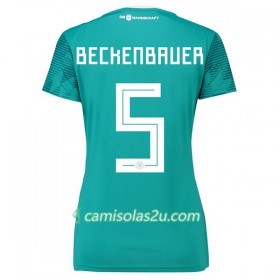 Camisolas de Futebol Alemanha Beckenbauer 5 Mulher Equipamento Alternativa Copa do Mundo 2018 Manga Curta